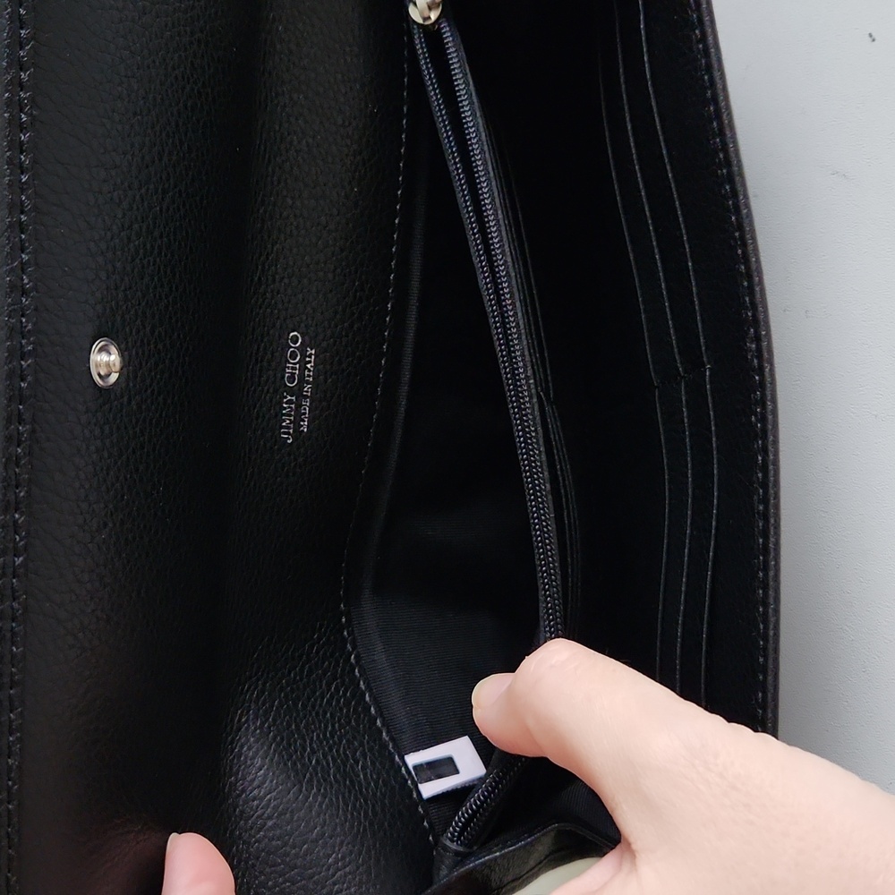 Jimmy Choo Pristine Clutch Black Leather Studded - Picture 9 of 10